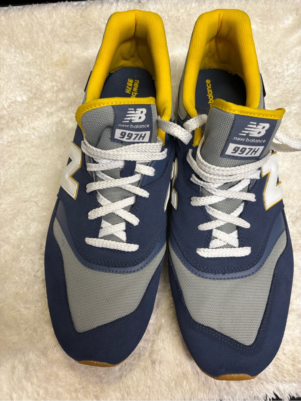 New Balance 997H Navy, Gray & Yellow Athletic Sneakers Sz 18